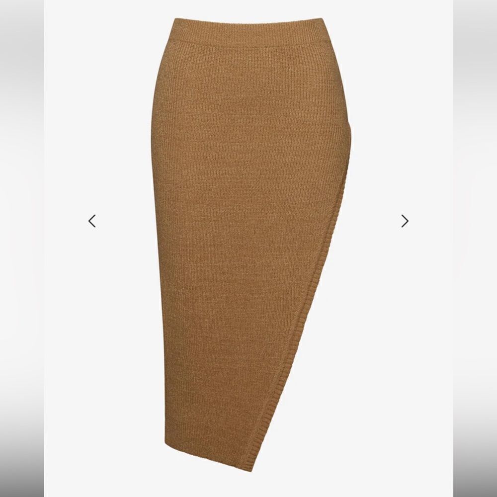 NWT SER.O.YA Lucy skirt tan knit high slit stretch M